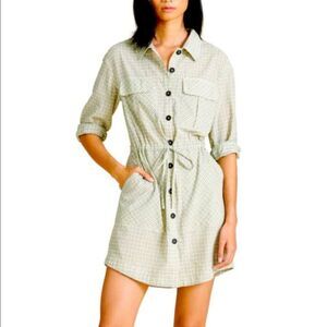 VERONICA BEARD Alyse Check Long Sleeve Cotton Shirtdress In Multi